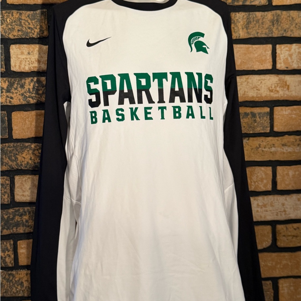 Nike Spartans Basketball Long Sleeve Shirt - White and Black